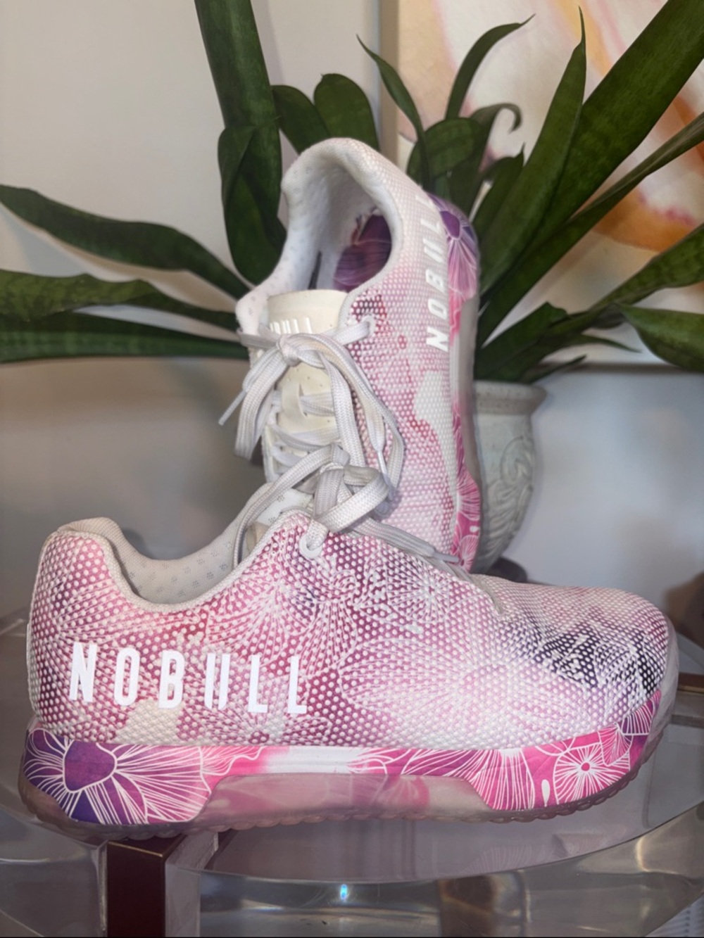 NOBULL Pink White Floral Athletic Shoes